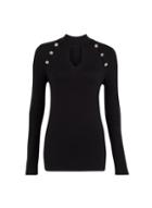 Dorothy Perkins *tall Black Button Cut Out Top