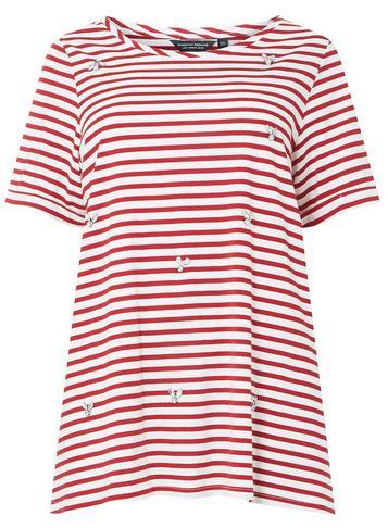 Dorothy Perkins *dp Curve Red Stripe Embellished T-shirt