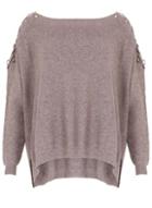 Dorothy Perkins *voulez Vous Taupe Lace Up Jumper