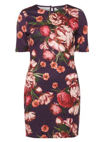 Dorothy Perkins Red Floral Print Textured Bodycon Dress