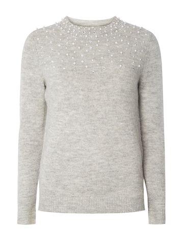 Dorothy Perkins Grey Marl Pearl Yoke Jumper