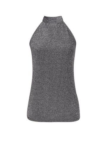 Dorothy Perkins Silver Shimmer Halterneck Top