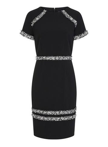 *paper Dolls Black Boucle Pearl Trim Bodycon Dress