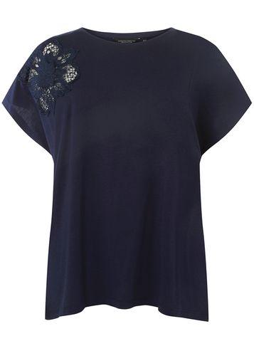 Dorothy Perkins Dp Curve Navy Floral Applique T-shirt