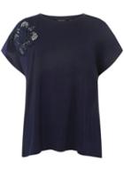 Dorothy Perkins Dp Curve Navy Floral Applique T-shirt