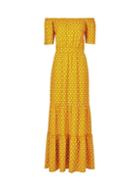Dorothy Perkins Yellow Spot Print Bardot Tiered Maxi Dress