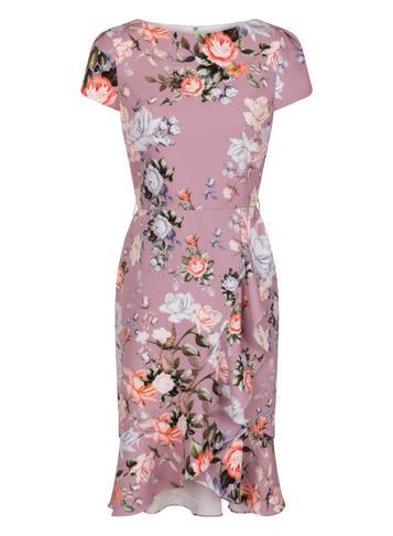 Dorothy Perkins *paper Dolls Multi Coloured Rose Print Cross Over Skater Dress