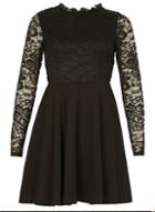 Dorothy Perkins *izabel London Black Ruffle Lace Skater Dress