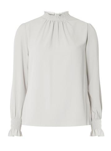 Dorothy Perkins Grey Shirred High Neck Blouse