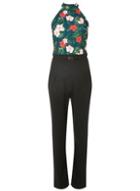 Dorothy Perkins Multi Coloured Tropical Print Halter Hardware Jumpsuit