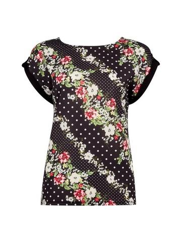 Dorothy Perkins *tall Black Floral Print Woven Top