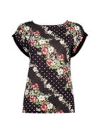 Dorothy Perkins *tall Black Floral Print Woven Top