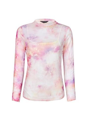 Dorothy Perkins Pink Tie Dye Mesh Top