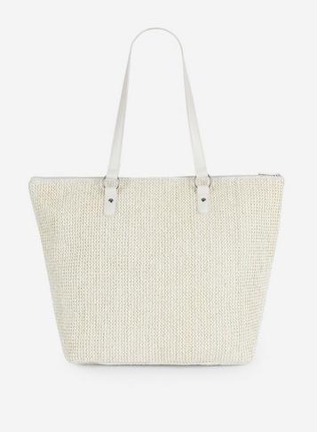 Dorothy Perkins White Lurex Beach Shopper Bag