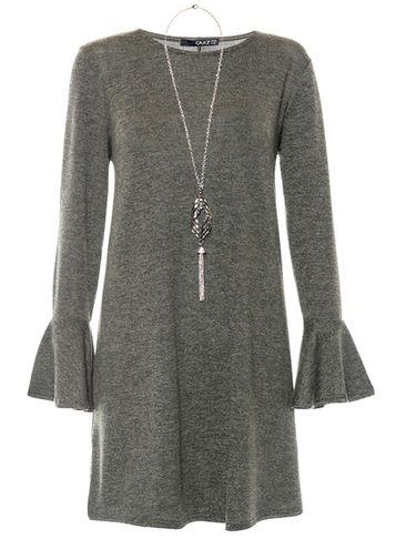 Dorothy Perkins *quiz Khaki Knit Frill Shift Dress