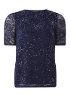 Dorothy Perkins Navy Sequin Ruched Sleeve Top