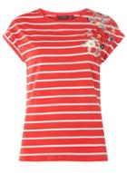Dorothy Perkins Red Striped Embroidered T-shirt