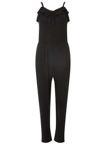 Dorothy Perkins Black Strappy Frill Tie Jumpsuit