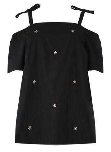 Dorothy Perkins Dp Curve Black Pearl Detail Bardot Top