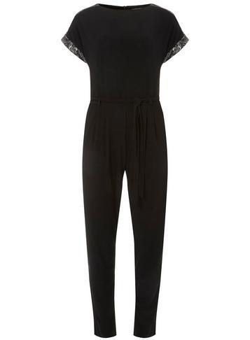 Dorothy Perkins Black Embellished Shoulder Jumpsuit