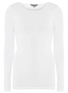 Dorothy Perkins *tall White Long Sleeve Crew Neck Top