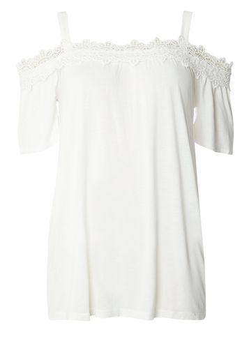 Dorothy Perkins Ivory Lace Trim Cold Shoulder Top
