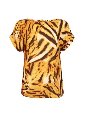 Dorothy Perkins Yellow Tiger Print Button T-shirt