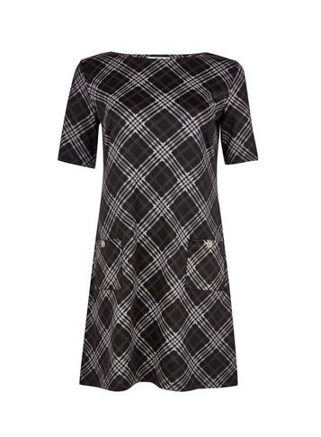 Dorothy Perkins *tall Black And Grey Checked Shift Dress