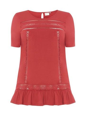 *juna Rose Curve Red Frill Sleeve Top