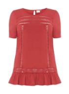 *juna Rose Curve Red Frill Sleeve Top