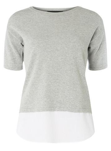 Dorothy Perkins Grey Knitted Tee With Woven Hem
