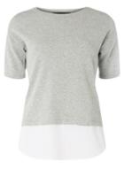 Dorothy Perkins Grey Knitted Tee With Woven Hem