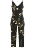 Dorothy Perkins Black And Green Oriental Print Strappy Jumpsuit