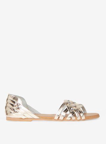 Dorothy Perkins Gold Leather 'havana' Sandals