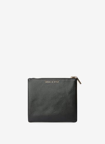 Dorothy Perkins Black Slogan Zipped Top Pouch