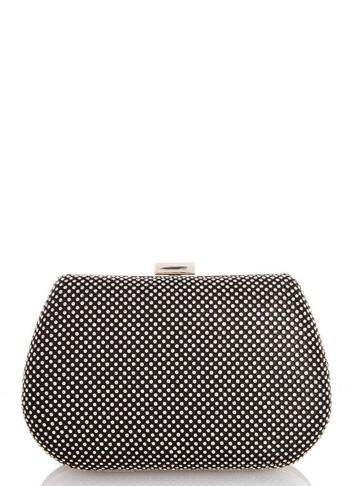*quiz Black Diamante Front Box Bag