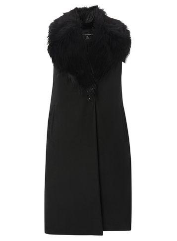 Dorothy Perkins Black Faux Fur Collar Sleeveless Jacket