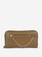 Dorothy Perkins Olive Chain Zip Front Purse