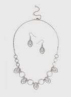 Dorothy Perkins Silver Glitter Circle Stud Earrings And Necklace Set