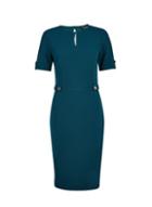 Dorothy Perkins Teal Blue Hammered Button Sleeve Bodycon Dress