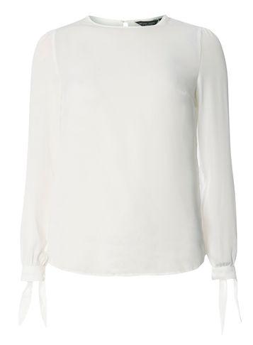 Dorothy Perkins Ivory Tie Cuff Long Sleeve Top