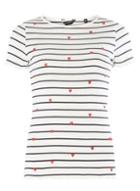 Dorothy Perkins Navy And Ivory Lettuce Edge T-shirt