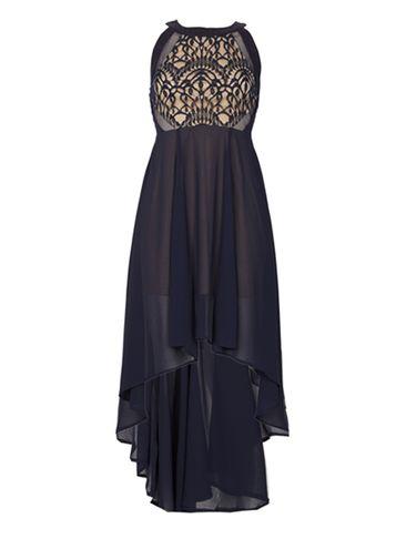 Dorothy Perkins *izabel London Navy Halterneck Lace Skater Dress
