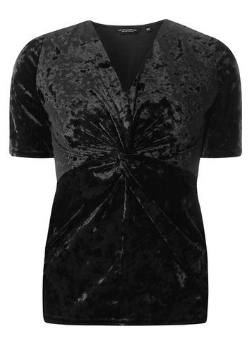 Dorothy Perkins Black Velvet Twist Front Top