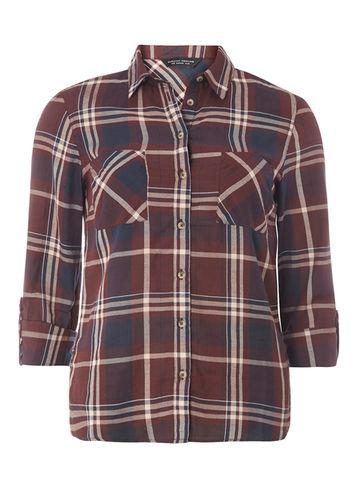 Dorothy Perkins Burgundy And Navy Check Shirt