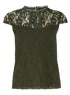 Dorothy Perkins Green Lace Front Victoriana Top