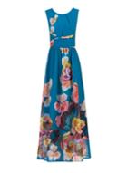 *jolie Moi Blue Floral Print Chiffon Dress
