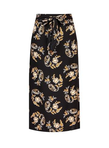Dorothy Perkins *tall Black 'fiona' Floral Print Midi Skirt