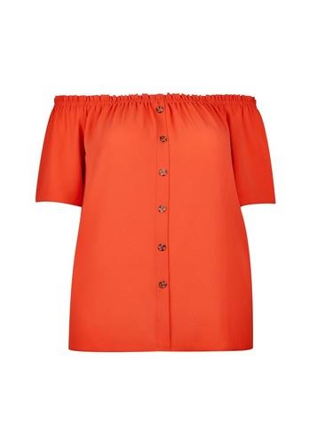 Dorothy Perkins *dp Curve Red Button Bardot Top