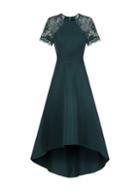 Dorothy Perkins *chi Chi London Teal Lace Detail Dip Hem Skater Dress